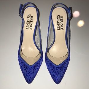 NWOT Bruno Valenti Sparkly Blue Heels